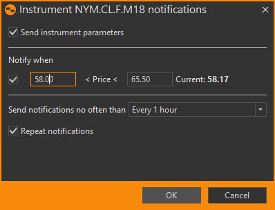 Setup instrument notification