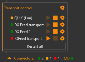 The status bar of the connectors